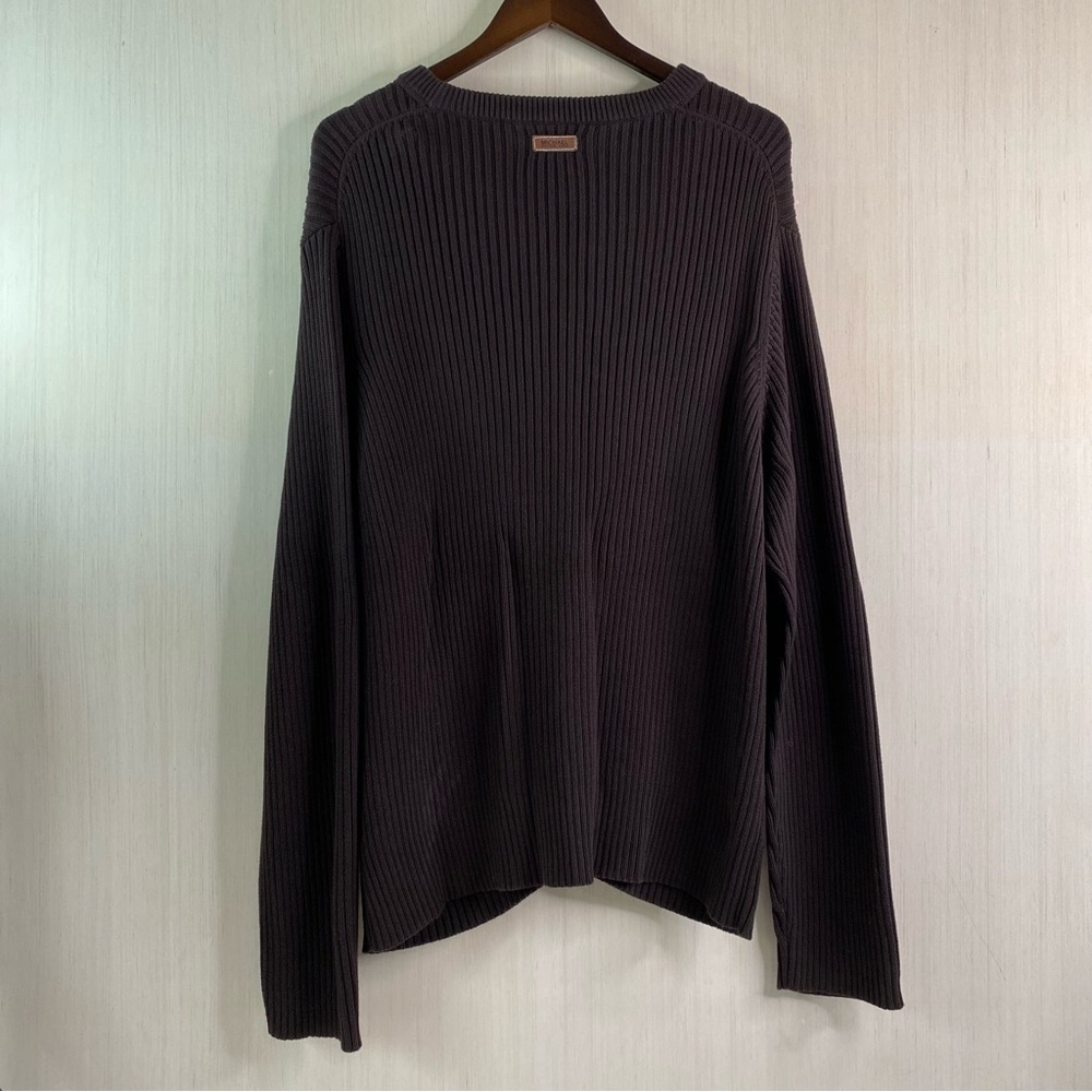 Michael Michael Kors Men's Crewneck Ribbed Sweater Heavy Deep Brown XL - Picture 2 of 8